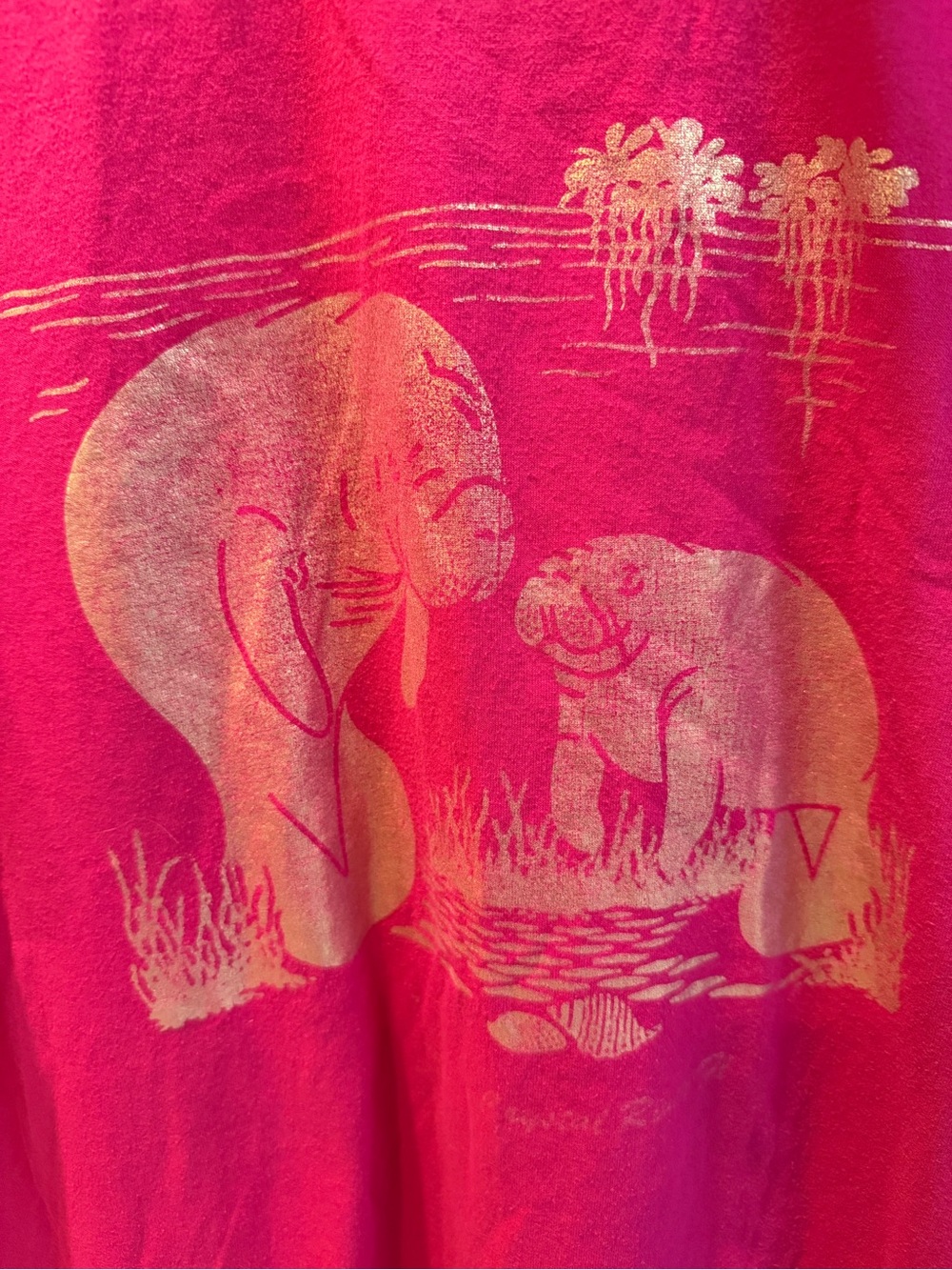 Vintage Hanes Bright Pink Heavyweight 50/50 Tee One Stitch Women Size XL